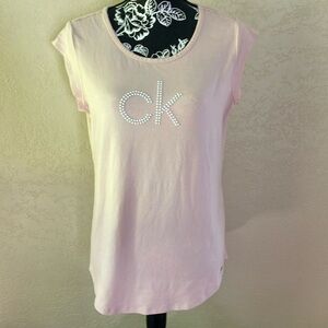 M CALVIN KLEIN BLUSH PINK TANK WITH CAP SLEEVE COTTON BLEND TOP